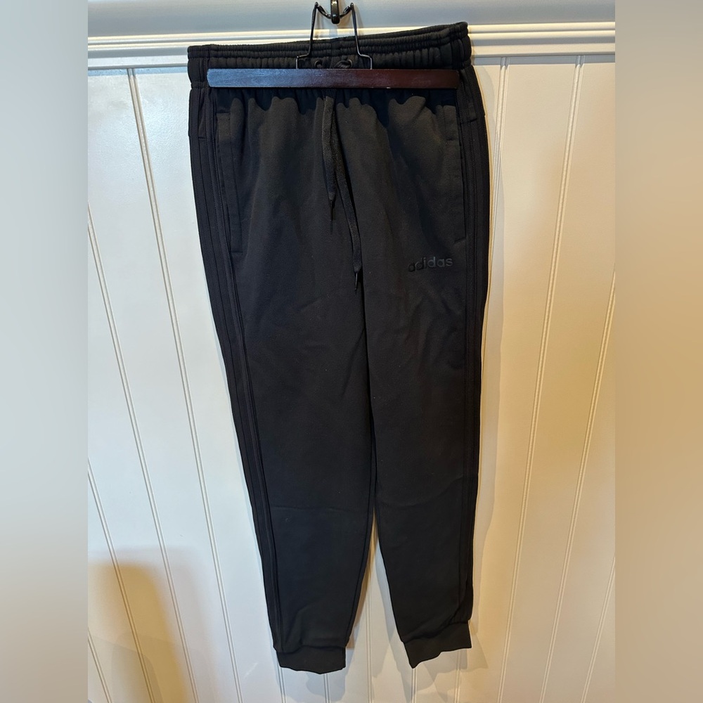 ADIDAS Mens Extra Small Black Joggers Sweatpants Elastic Waist Drawstring